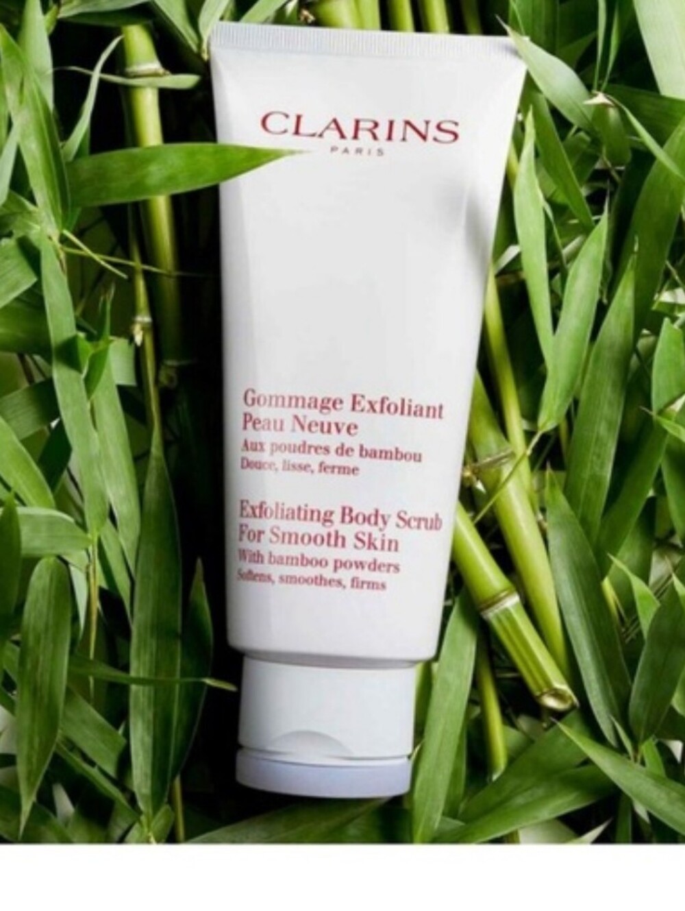 Clarins Exfoliating Body Scrub - White with Red Logo